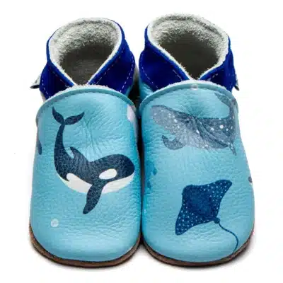 chaussons cuir naturel enfant sea spirit inch blue