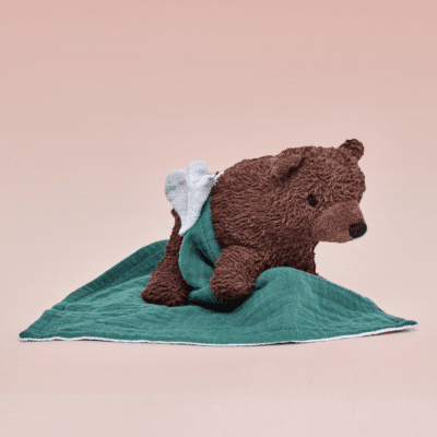 doudou ours avec doudou lange coton cadeau bebe naissance