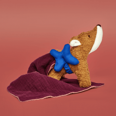doudou renard avec doudou lange coton cadeau bebe naissance