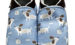 chaussons scout chiens inch blue cuir naturel