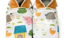 chaussons cuir naturel enfant a la ferme inch blue