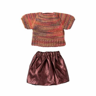 vetements pull maille et jupe rose maman souris maileg
