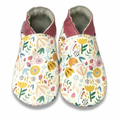 Inch blue : chaussons en cuir modèle floral summer