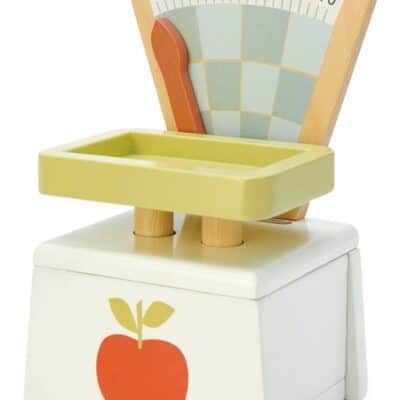 Jouet en bois : balance de marchande