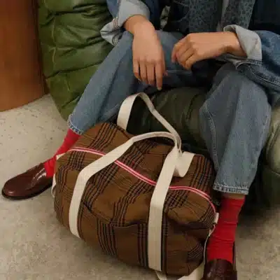 Rose in April : sac à langer imprimé Tartan