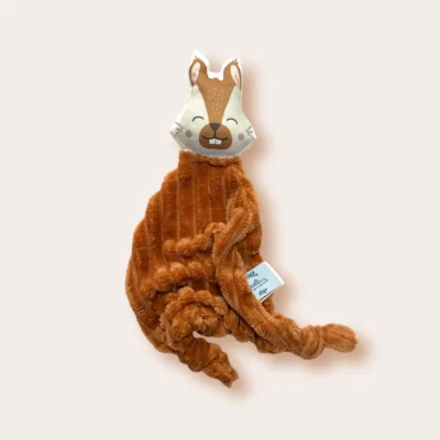Carotte & Cie : doudou écureuil en velours côtelé camel