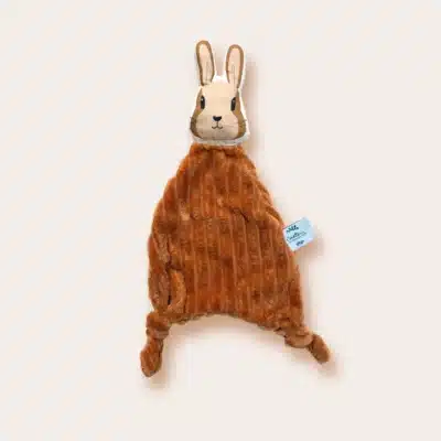 Carotte & Cie : doudou lapin en velours côtelé camel