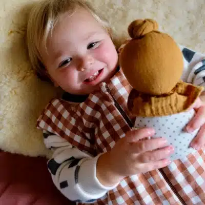 Tante Reine : gigoteuse à pieds hiver vichy 1-2 ans