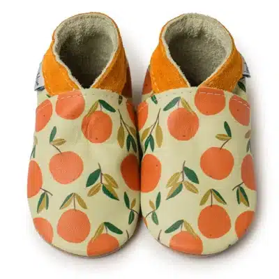 Inch blue : chaussons en cuir mandarines