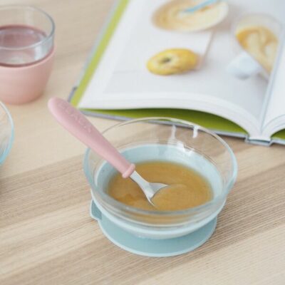 Beaba : coffret repas verre 3 pièces eucalyptus/rose